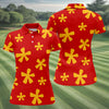 Maxcorners Red Hawaiian Floral Sleeveless Golf Polo, Women’s Sleeveless Golf Shirt, Golf Polo For Women LM1507