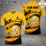 Maxcorners Ball 9 Paint Drop Billiard Jersey Customized Name, Team Name 3D Polo Shirt