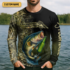 Maxcorners Bass Fishing And Beer That's Why I'm Here Camouflage Fishing Shirts, Funny Fishing Shirt, SPF Shirt For Men