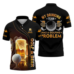 Maxcorners My Drinking Team Has Golfing Problem Custom Men's Golf Polo Shirt, Mens Golf Gift, Funny Golf Shirt