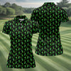 Maxcorners Neon Green Cocktails Three Leaf Clover St Patrick's Day Golf Shirt, Women's Golf Tops, Ladies Golf Shirts