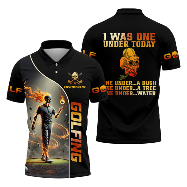Maxcorners I Was One Under Today Custom Men's Golf Polo Shirt, Funny Skull Golf Shirt, Dad Golf Gift