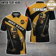 Maxcorners  Billiard Skull Mind Game Theme Customized Name, Team Name 3D Unisex Shirt