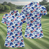 Maxcorners Funny Shark Japanese Wave Hawaiian Golf Shirt, Women's Golf Tops, Ladies Golf Shirts LM1507