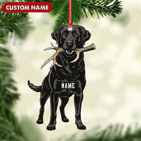 Maxcorners Personalized Black Lab Dog Christmas Ornament – Personalized Hunting Dog Acrylic Decor LM0411
