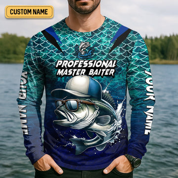 Maxcorners Bass Fishing UPF Shirts, Long Sleeve Sun Shirt, Camo Long Sleeve Shirt, Fishing Shirts For Men