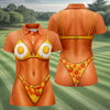 Maxcorners Funny Fried Egg Bikini Body Golf Shirt, Women’s Golf Polo, Ladies Golf Tops, Printed Golf Shirt LM1507