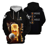 Maxcorners Golf And Beer Custom Men's Funny Graphic Golf Polo Shirt, Dad Golf Gift