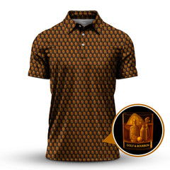 Maxcorners Golf & Bourbon Pattern Golf Shirt, Bourbon Golf Shirt For Men, Funny Men Golf Gift, Bourbon Golf Shirt For Golfers