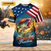 Maxcorners Hooked On Freedom Patriotic Fishing Shirt, Largemouth Bass Fishing SPF Shirt For Men, Men's Fishing Shirt
