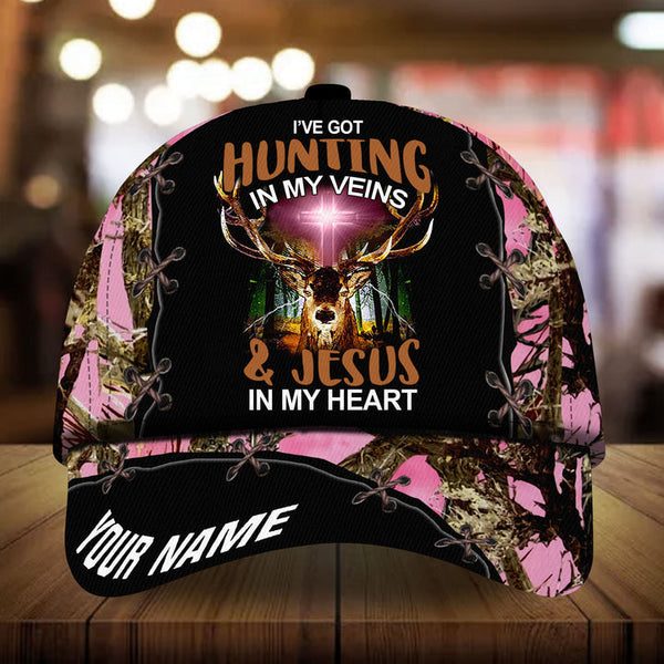 Maxcorners I've Got Hunting In My Heart Jesus In my Veins 3D Multicolor Personalized Cap