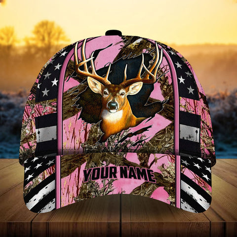 Maxcorners Cool US Flag Ragged Deer Hunting Camo Pattern 3D Multicolor Personalized Cap