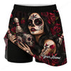 Maxcorners Customized Bowling Trouser Skirts With Shorts Underneath, Bowling Sugar Skull Women With Pockets