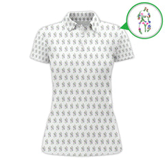 Maxcorners Flower Art Drawing Pattern Golf Polos, Funny Golf Shirt, Crazy Golf Shirts For Men
