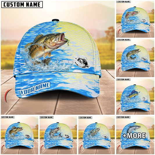 Maxcorners Fishing Blue Lake Pattern Personalized Cap (13 Breeds)