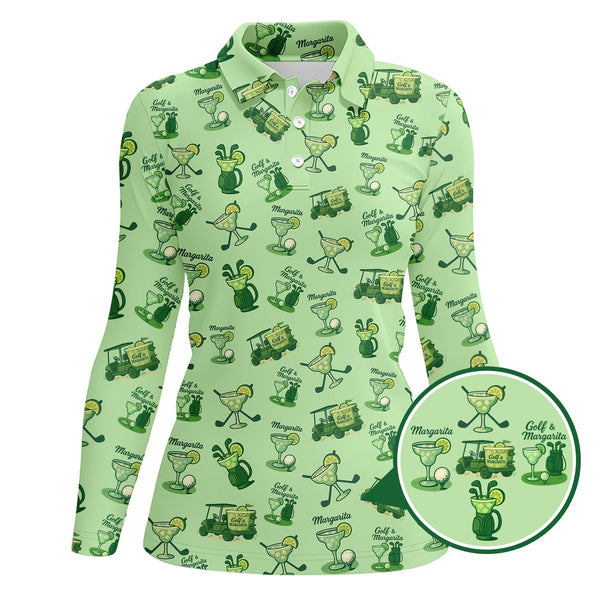Maxcorners Ladies Golf Pattern Polos, Golf & Margarita Women's Golf Shirt, Cocktail And Golf Shirts For Golfers