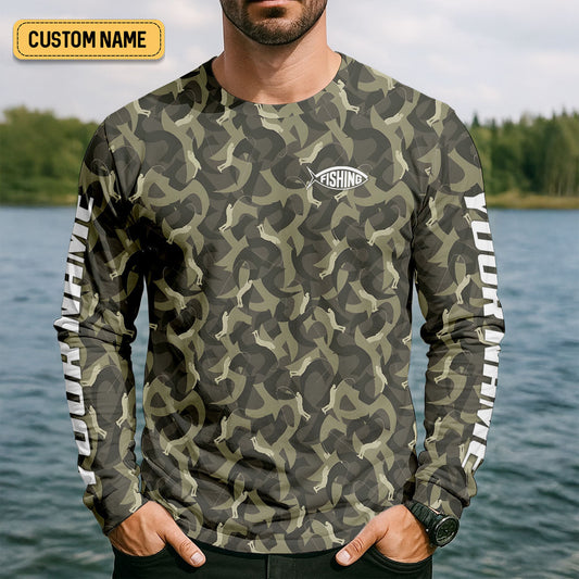 Maxcorners Camo Fishing Shirt for Men, Long Sleeve UPF Performance Fishing Shirt, Outdoor Angler Shirt