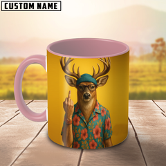 Maxcorners Deer Fukin' Finger Personalized  3D Ceramic Mug Printed