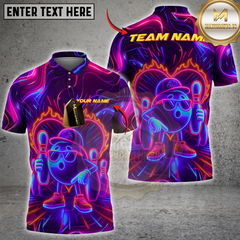 Maxcorners Bowling Champion Neon Style Multicolor Personalized Name, Team Name Shirt (4 Colors)