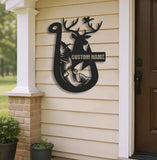 Maxcorners Personalized Hunting Metal Sign WITH LED/WITHOUT LED Light Fishing Wall Art Deer Head Sign Hunter Gift Duck Hunting Sign Bass Fishing Decor LM0110