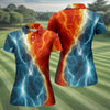 Maxcorners Lightning Fire And Ice Split Golf Polo Shirt, Golf Shirts For Women, Women's Golf Apparel LM1507
