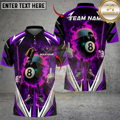 Maxcorners Billiards Flaming 8-Ball Cool Style Multicolor Customized Name, Team Name 3D Shirt
