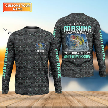 Maxcorners Personalized Fishing Shirt, Go Fishing 3 Days A Week Shirt, Fishing UPF Shirts, Funny Fisherman Gift