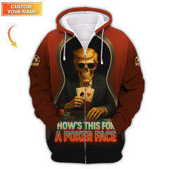 Maxcorners Skull Poker Face Custom Shirt - Trump ACE Card Design - Gift for Poker PlayersLM1009