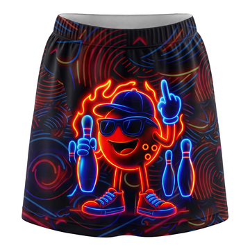 Maxcorners Bowling Funny Neon Ball Character Personalized 3D Skirts With Shorts