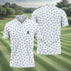 Maxcorners Vitamin G Shamrock Pattern Golf And Beer White Golf Shirt, St Patrick's Day Golf Shirt, Polo Shirts For Men