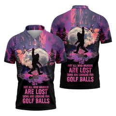 Maxcorners Not All Who Wander Are Lost Bigfoot Custom Men's Golf Polo Shirt, Funny Golf Shirt, Gift For Golfers