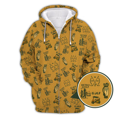 Maxcorners Vintage Golf Polos For Men, Classic Pattern Retro Golf Shirt, Golf Gift For Golfers