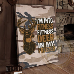 Maxcorners Camouflage Hunting Canvas Art - Funny Deer Fitness Quote Print