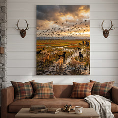 Maxcorners Duck Hunting Dogs Chasing Flying Ducks Personalized Name Canvas