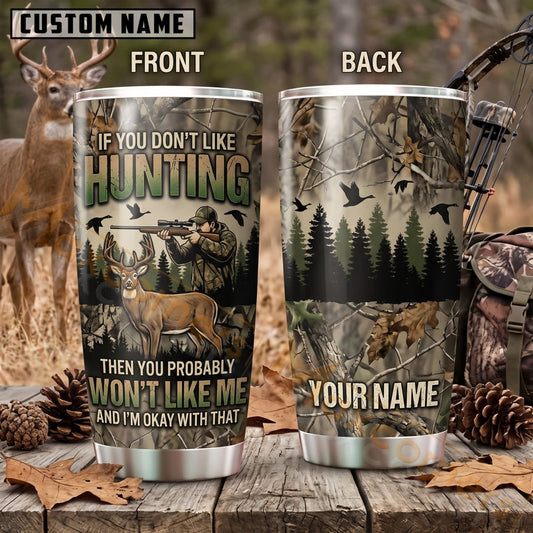 Maxcorners Hunting Mountain Forest Deer Vintage Camo Personalized Name 3D Tumbler