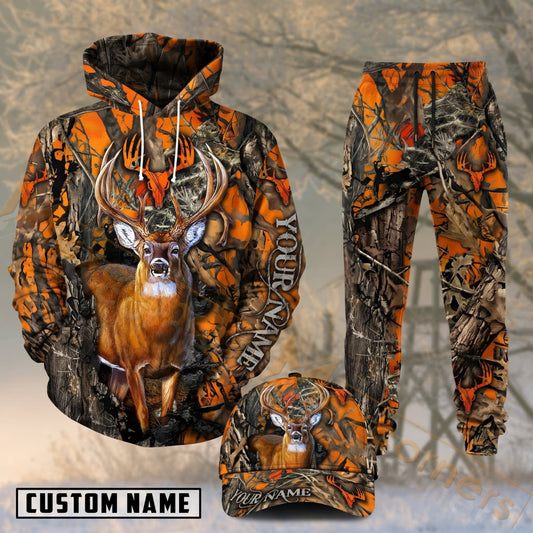 Maxcorners Hunting Whitetail Buck Blaze Orange Camo Personalized 3D Shirts