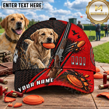 Maxcorners Red Black Labrador Shotgun Clay Target Trap Shooting Personalized Name 3D Cap