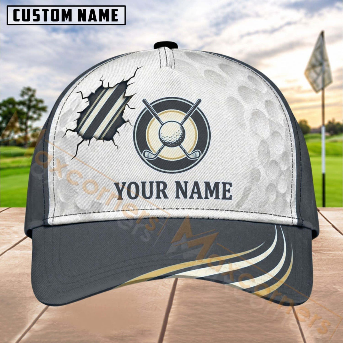 Maxcorners Golf Target Claw Scratch Personalized Name 3D Cap (6 Colors)