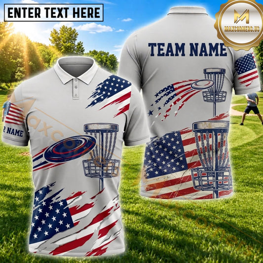 Maxcorners Disc Golf American Flag Flying Disc Personalized Name 3D Unisex Shirt