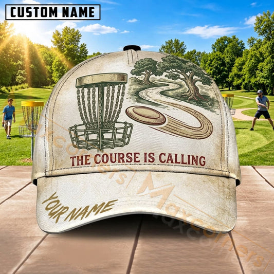 Maxcorners Disc Golf Vintage Course Landscape Basket Personalized Name 3D Cap