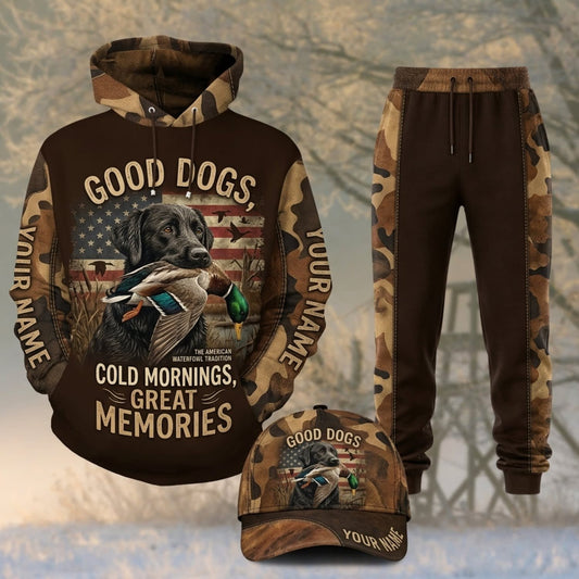 Maxcorners Duck Hunting Good Dogs Cold Mornings Brown Camo Personalized 3D Shirts