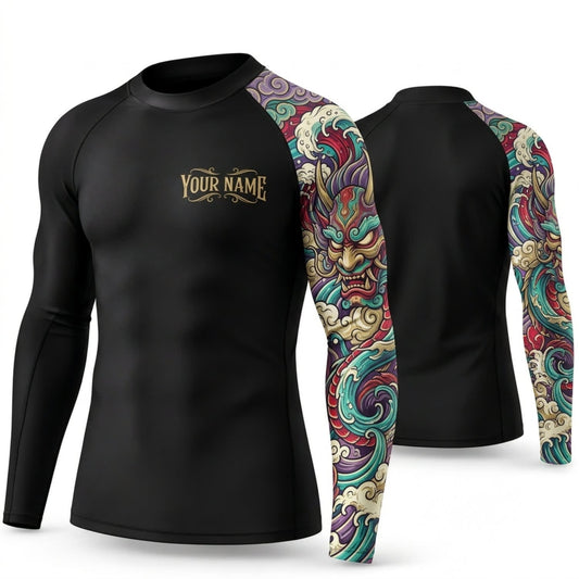 Maxcorners Personalized Traditional Tattoo Black Shirt with Detailed Floral Tattoo Sleeve 3D All Over Printed Shirts, Best Gifts for Tattoo Lovers