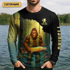 Maxcorners Sasquatch Doesn't Need A Fish Story Funny Fishing Shirt SPF Shirt For Men, Funny Fishing Shirt, Fishing Shirts For Men