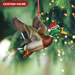 Maxcorners Personalized Flying Duck Acrylic Ornament - Custom Name Christmas Acrylic Gift for Hunters LM0411