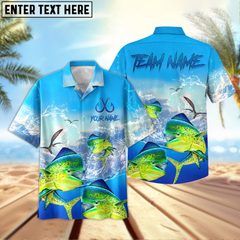 Maxcorners Mahi-Mahi Fishing Seabird Sunset Personalized Name, Team Name 3D Hawaiian Shirt