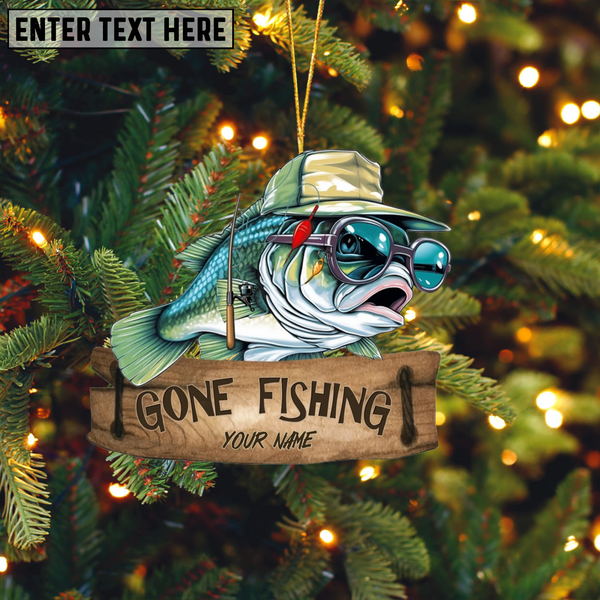 Maxcorners Gone Fishing Fishing Bass Fish Fisherman - Personalized Acrylic Ornament