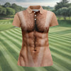 Maxcorners Funny Hairy Man Body Illusion Golf Shirt, Women's Golf Shirt, Hawaiian Golf Shirt, Golf Polo For Women LM1507
