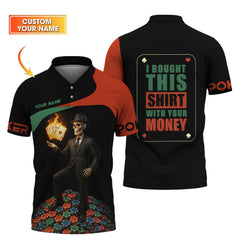 Maxcorners Poker T Shirt Flaming Cards Tee Custom Skull Suit & Chip Poker Stack DesignLM1009