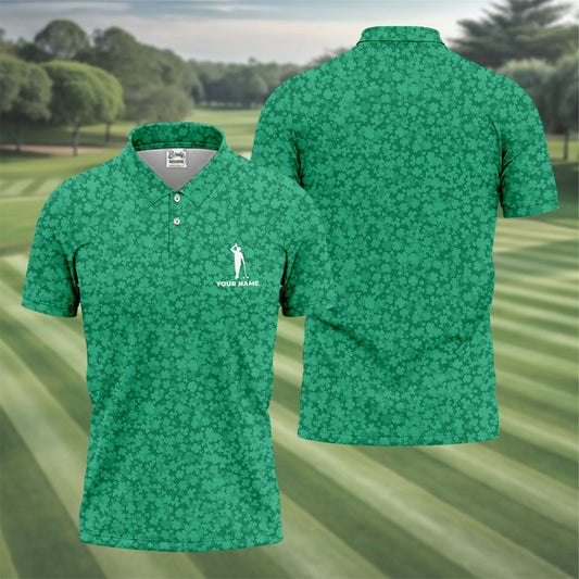 Maxcorners Shamrock Beer Lucky Four Leaf Clover St Patrick Day Golf Shirt, Polo Shirts For Men, Golf Gift For Men