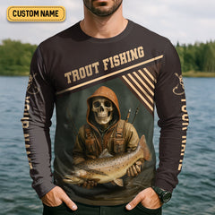 Maxcorners Mine's So Big I Have To Use Two Hands SPF Shirts, Trout Fishing Shirts, Fishing Shirts For Men, Funny Fisherman Gift